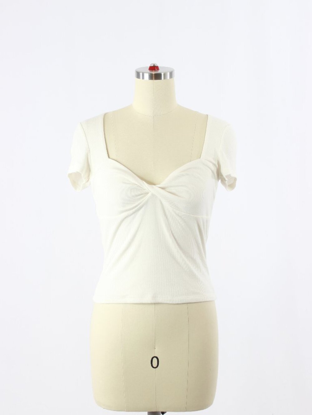 Aritzia SUNDAY BEST Venus Ivory Ribbed Twist Front Sweetheart Top, Size S